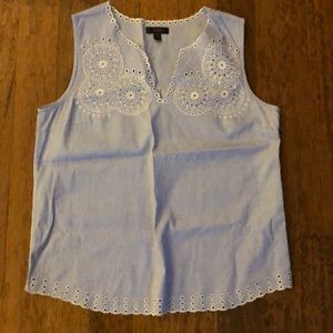 NWOT J. Crew sleeveless eyelet blue top size 8